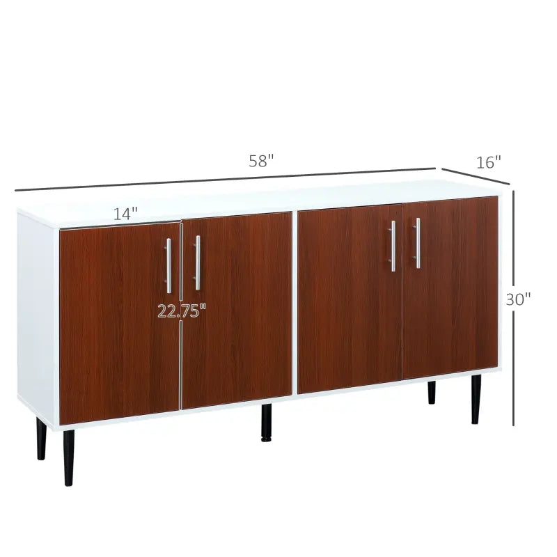 HOMCOM Modern Sideboard Buffet, Kitchen Storage Cabinet Console Table with Adjustable Shelves, Anti-Topple Design, and Large Countertop, Brown