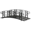 Outsunny 6' Metal Arch Backyard Garden Bridge with 660 lbs. Weight Capacity, Safety Siderails, Vine Motifs, & Easy Assembly for Backyard Creek, Stream, Pond, Black