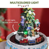 HOMCOM Animated Christmas Village Scene, Pre-Lit Musical Holiday Decoration with LED Lights, Center Tree, Rotating Train and Santa Claus