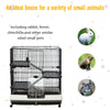 PawHut Small Animal Cage Habitat for Ferret with Wheels Hammocks Tunnels and 3 Doors, Black