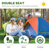 Outsunny Folding Double Camping Chair, Loveseat for 2 Adults, Portable Camping Couch with Wood Armrest & Cupholders, for Beach Sports Travel, Black