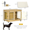 PawHut Dog Crate Furniture with Water-Resistant Cushion Medium Dog Kennel, Oak, 31.5" x 22" x 28"
