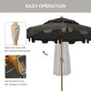 Outsunny 9' Patio Umbrella with Push Button Tilt and Crank, Double Top Ruffled Outdoor Market Table Umbrella with 8 Ribs, for Garden, Deck, Pool, Cream White