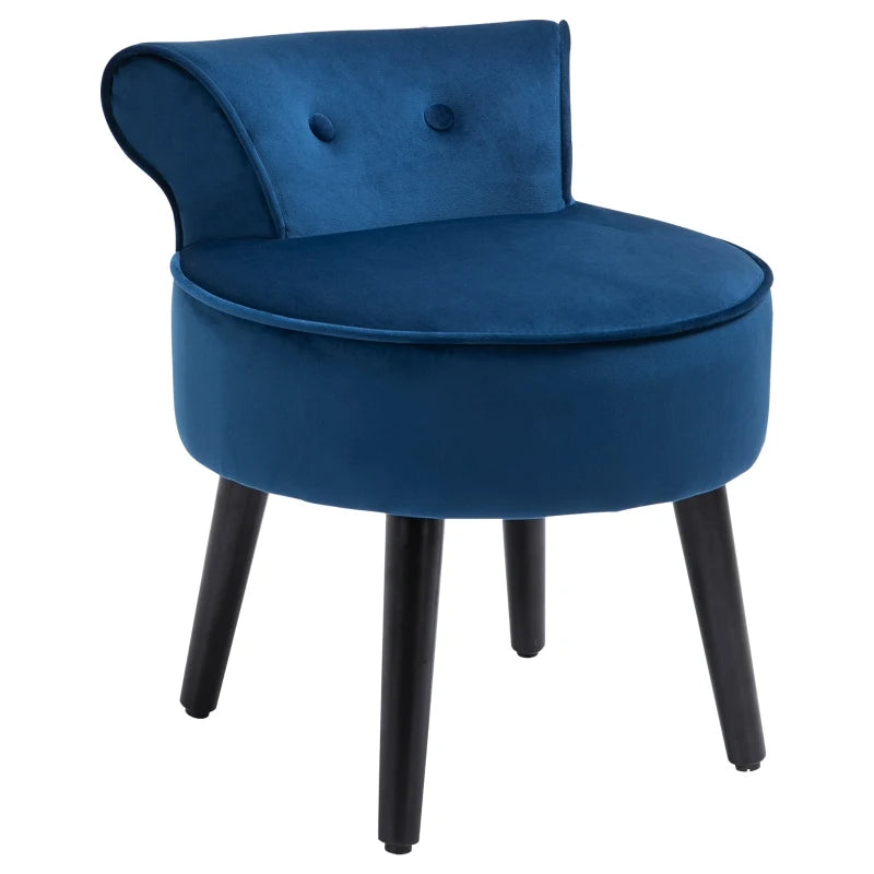 HOMCOM Modern Leisure Chair Foostool Ottoman Cushioned with Low Back Velvet Style Blue