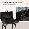 Outsunny 46" Charcoal BBQ Grill and Smoker Combo BBQ Rotisserie Grill Roaster Charcoal Spit Roasting Machine for Chicken, Turkey Foldable Storage Shelves