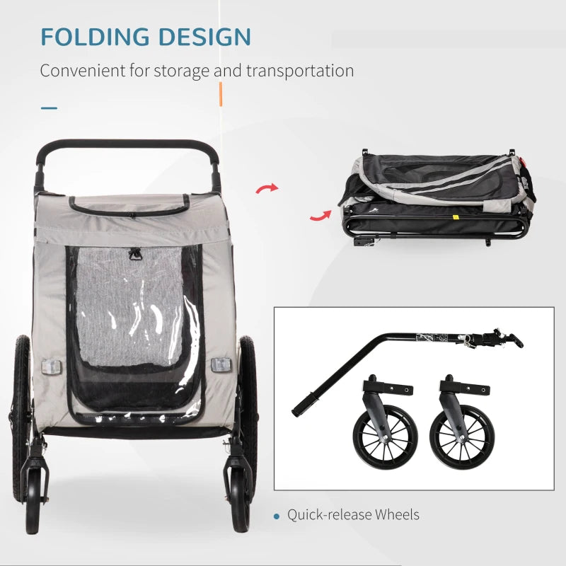 ShopEZ USA Dog Bike Trailer 2-in-1 Travel Dog Stroller, Small Pet Bicycle Cart Carrier with Universal Coupler, Safety Leash, and Easy Fold Design, Red