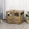 PawHut Wooden Dog Crate End Table Pet Cage Kennel with Removable Tray, Lockable Door, Brown