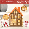 HOMCOM Wooden Christmas Advent Calendar House, Light Up Table Holiday Decoration with 24 Countdown Drawers and LED Lights, for Kids and Adults, Natural and Orange