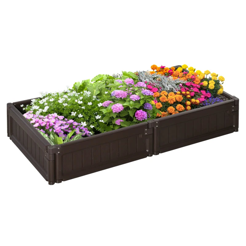 Outsunny Wooden Raised Garden Bed Kit, Elevated Ground Planter Box with Metal Bracket, 31.5 x 31.5 x 11in Square, for Vegetables, Fruits, Herbs, Succulents, Lawn, Yard, Natural