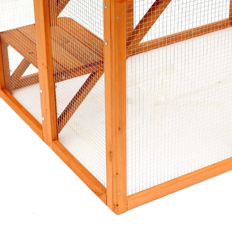 PawHut Outdoor Cat House Big Catio Wooden Feral Cat Shelter Enclosure with Large Spacious Interior, 6 High Ledges, Weather Protection Asphalt Roof, 71" L, Orange