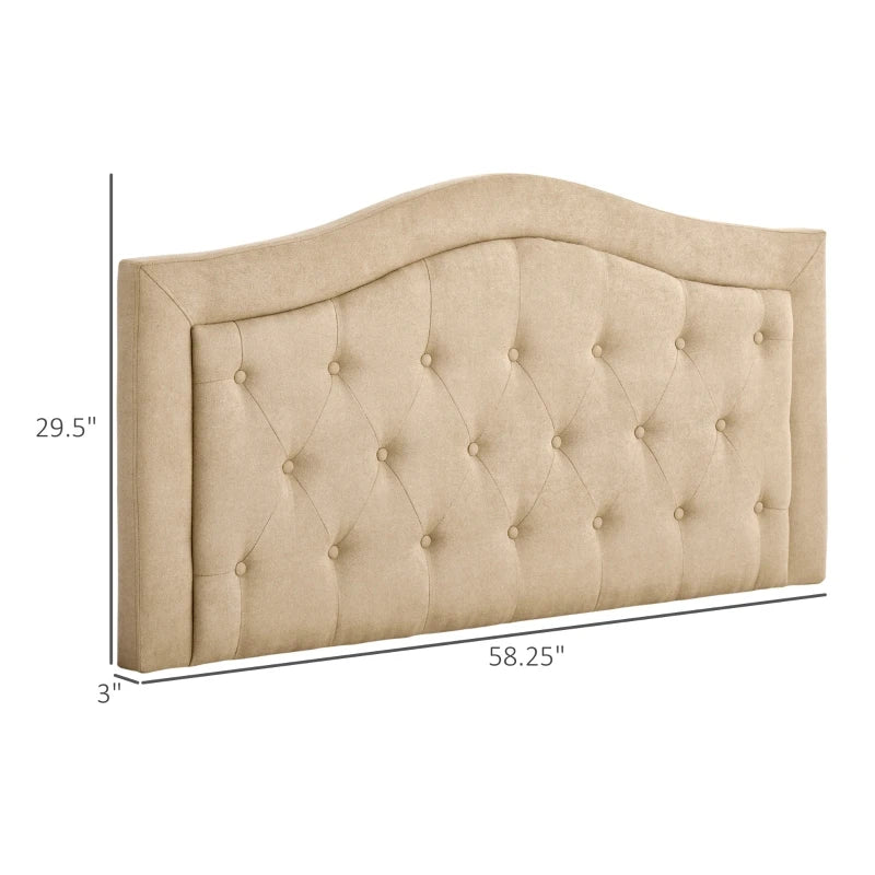 HOMCOM Upholstered Nailhead Trim Headboard, Home Bedroom Decoration for Full and Queen-Sized Beds, Brown