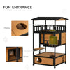 PawHut Wooden Outdoor Cat House, Feral Cat Shelter Kitten Tree with Asphalt Roof, Escape Doors, Condo, Jumping Platform, Yellow