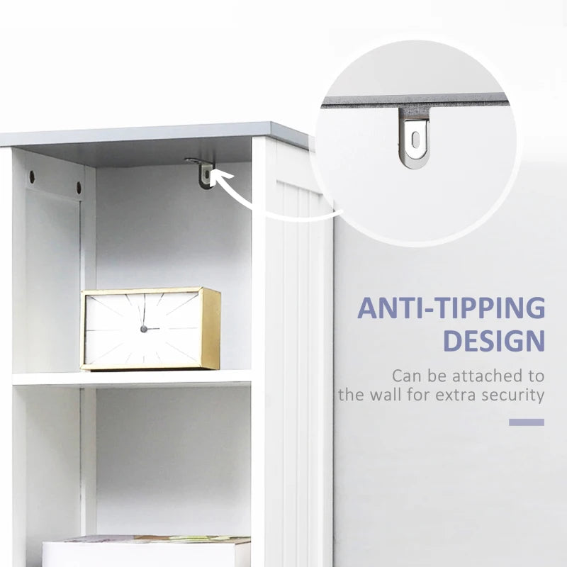 kleankin Tall Bathroom Storage Cabinet with 3 Tier Shelf, Cupboard, Drawer, Door, Freestanding Linen Tower, Slim Side Organizer, White
