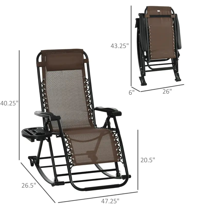 Outsunny Zero Gravity Lounge Chair Adjustable Rattan Wicker Lounger with Cup Holder, Phone Container, Headrest for Garden, Porch, Backyard, Pool