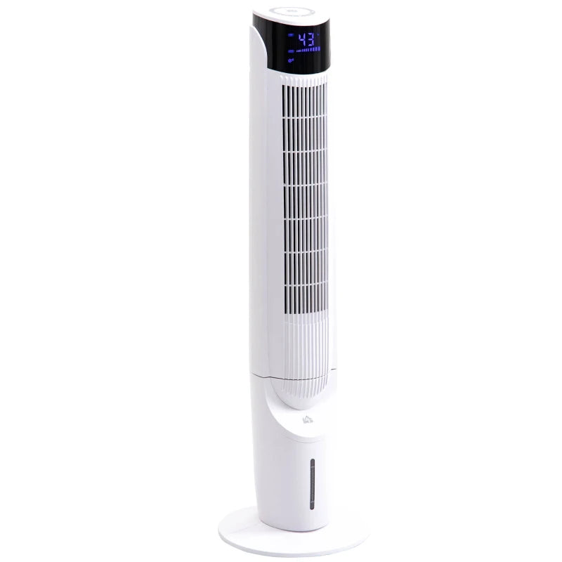 HOMCOM 40" Portable Oscillating Air Cooler Fan for Home Office, 3-In-1 Standing Ice Floor Fan with Humidifier, 3 Modes, 3 Speeds, 8H Timer, Remote, LED Display, White