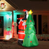 HOMCOM 8ft Christmas Inflatable Santa Claus Stuck In Tree, Outdoor Blow-Up Yard Decoration with LED Lights Display