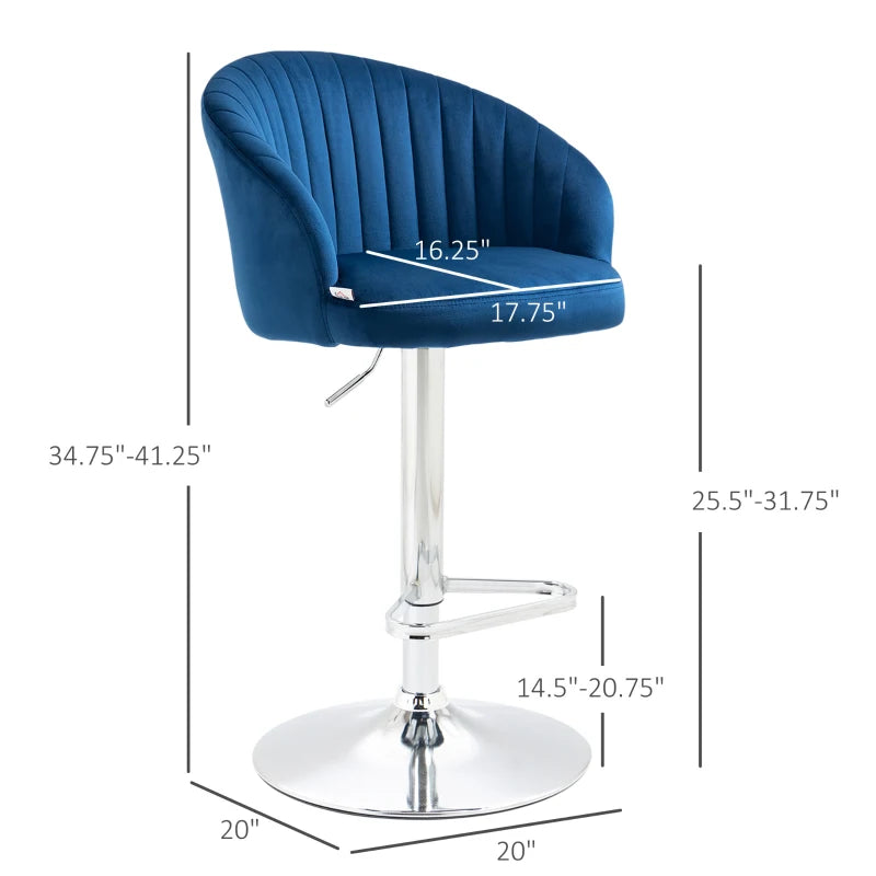 HOMCOM Modern Upholstered Adjustable Barstools with Swivel Seat, Linen Touch Fabric, Steel Frame, Footrest, ‎Grey