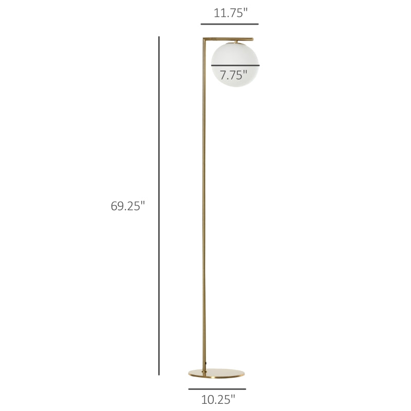 HOMCOM Modern Standing Floor Lamp Metal Bedroom Light w/ 350° Adjustable Shade, Black
