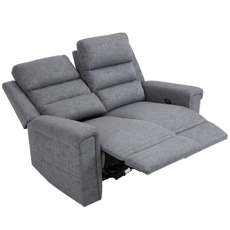 HOMCOM Modern Loveseat Recliner Sofa with Linen Fabric and Thick Sponge Padding, 2 Seater Couch Recliner Couch Manual Reclining Sofa Loveseat Couch Living Room Furniture, Gray