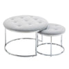 HOMCOM Nesting Coffee Table Set of 2, Round End Tables with Button Tufted Top for Living Room, Bedroom, Grey