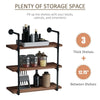 HOMCOM Industrial Pipe Style Shelf 2-Tier Wall-Mounted Utility Bookcase Floating Storage Rack with Metal Frame, Rustic Brown