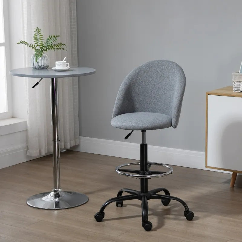 Vinsetto Ergonomic Tall Drafting Desk Chair with Adjustable Foot Ring, Armrest, and 360° Swivel Wheels, Grey