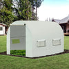 Outsunny 9.8' x 6.5' x 6.2' Walk-In PE Greenhouse with 2 Roll-up Zipper Doors & 6 Roll-up Windows for Plants - White
