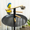 PawHut Bird Play Stand Portable Feeder Station, w/ Wood Perch, Stainless Steel Bowls