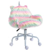 HOMCOM Fluffy Unicorn Office Chair with Mid-Back and Armrest Support, 5 Star Swivel Wheel White Base, Rainbow