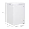 HOMCOM Compact Chest Freezer 3.5 Cubic Feet with Removable Basket, Mini Deep Freezer with Single Door 7 Temperature Setting, Drain Hole for Apartment, Kitchen, or Home Office, White