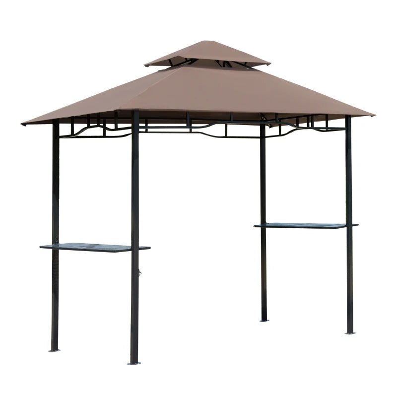 Outsunny 7FT Grill Gazebo BBQ Canopy with Sun Shade Panel Side Awning, 2 Exterior Serving Shelves, 5 Hooks for Patio Lawn Backyard
