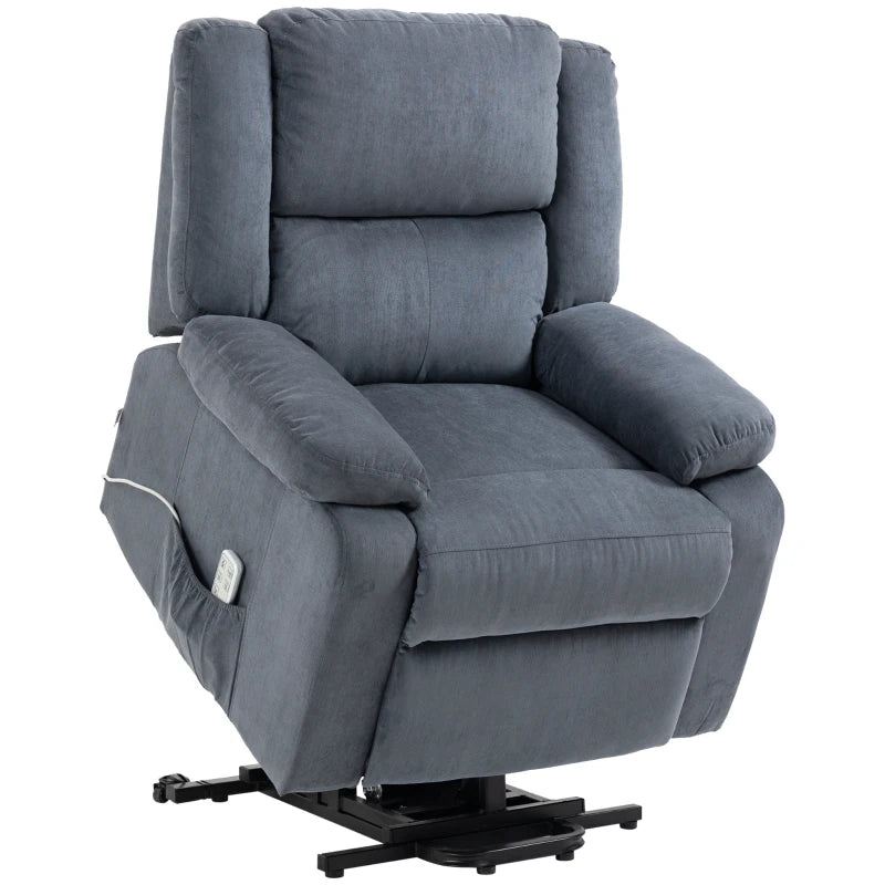HOMCOM Three Motor Electric Power Lift Recliner Chair for Elderly with Zero Gravity and Removable Upholstered Armrests, Reclining Chair with Remote Control, Side Pockets, Grey
