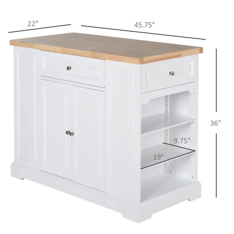 HOMCOM Rolling Kitchen Island Trolley Storage Cart with Drawers, Door Cabinet, Adjustable Shelves for Dining Room - White