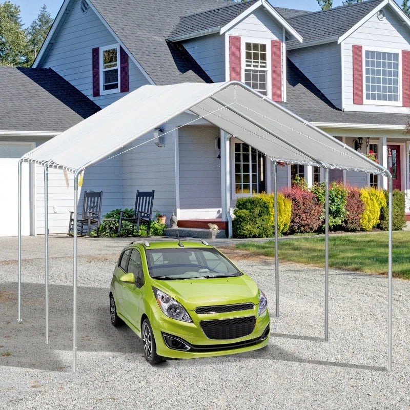 Outsunny 6'x8' Outdoor Storage Shelter with Rollup & Zipper Door, Heavy Duty Carport Shed for Motorcycle Garden Storage, Grey