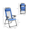 Outsunny Set of 2 Folding Patio Chairs, Camping Chairs with Adjustable Sling Back, Removable Headrest, Armrest for Garden, Backyard, Lawn, Blue