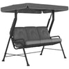 Outsunny 3-Seat Patio Swing Chair, Outdoor Swing Glider with Adjustable Canopy, Removable Thicken Cushion, and Weather Resistant Steel Frame, for Garden, Poolside, Backyard, Gray