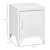 HOMCOM Industrial End Table, Living Room Side Table with Locker-Style Door and Adjustable Shelf, White