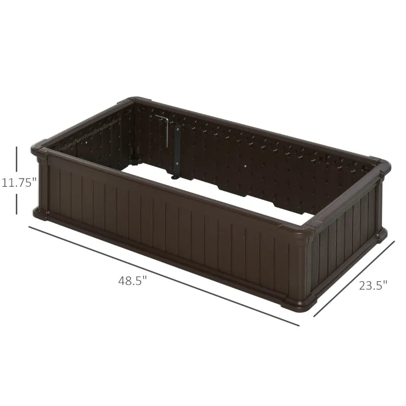 Outsunny 4' x 2' x 1' Raise Garden Bed, Planter Box for Flowers, Herbs Outdoor Backyard with Easy Assembly - Brown