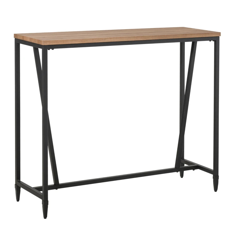 HOMCOM 47.75 Inch Bar Table with Metal Legs, Rustic Industrial Pub Table with Large Tabletop for Home Bar, Kitchen or Dining Room, Rustic Brown