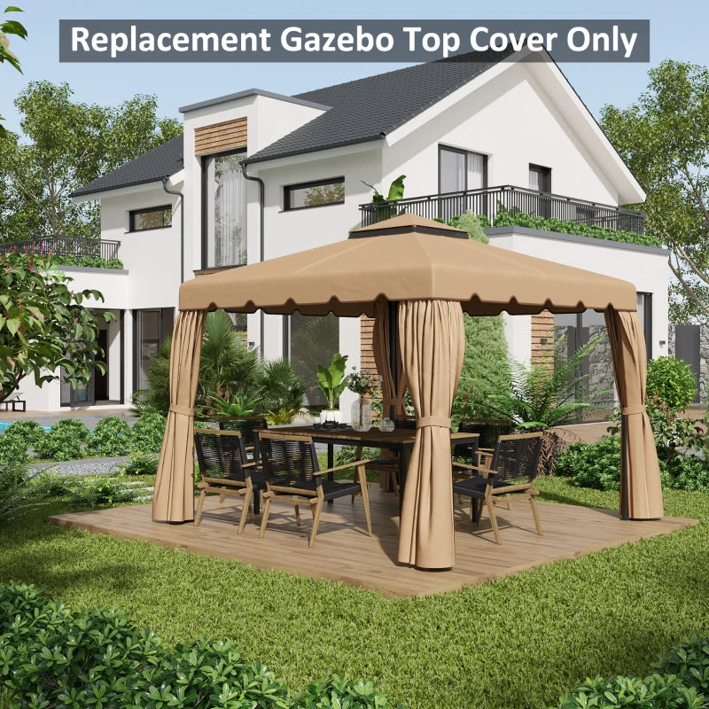 Outsunny 12.8' x 9.5' Gazebo Replacement Canopy, Gazebo Top Cover with Double Vented Roof for Garden Patio Outdoor (TOP ONLY), Light Gray
