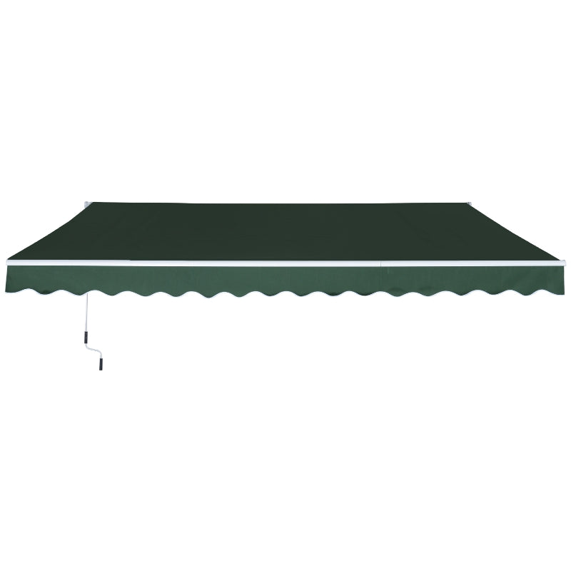 Outsunny 12' x 8' Retractable Awning Patio Awnings Sun Shade Shelter with Manual Crank Handle, 280g/m² UV & Water-Resistant Fabric and Aluminum Frame for Deck, Balcony, Yard, Cream White