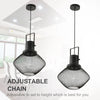 HOMCOM Industrial Chandelier Lamp with Adjustable Hanging Chain Metal Round Base Home