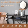 HOMCOM Modern Makeup Dressing Table Bedroom Vanity w/ Shelves, Rotating Mirror, Black