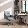 Vinsetto Micro Fiber Home Office Chair with Adjustable Height, Rock Function, and Curved Padded Armrests, Light Grey