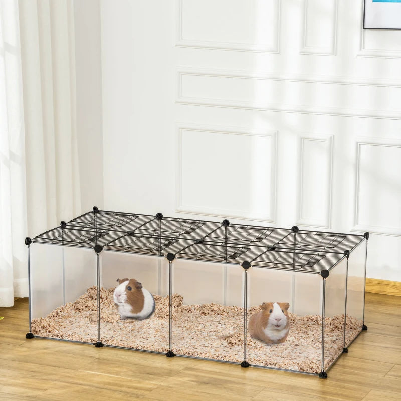 PawHut Pet Playpen DIY Small Animal Cage Open Enclosure Portable Plastic Fence 12 Panels for Kitten Bunny Chinchilla Guinea Pig White