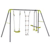 Outsunny Swing Set Outdoor for Kids, w/ Adjustable Height Seat, Basket Hoop, Glider
