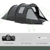 Outsunny 10 Person Camping Tent with Steel Frame, 4 Windows, 2 Doors, Portable Carry Bag