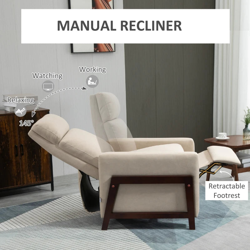 HOMCOM Manual Recliner Chair, Reclining Sofa Armchair with Footrest, Grey
