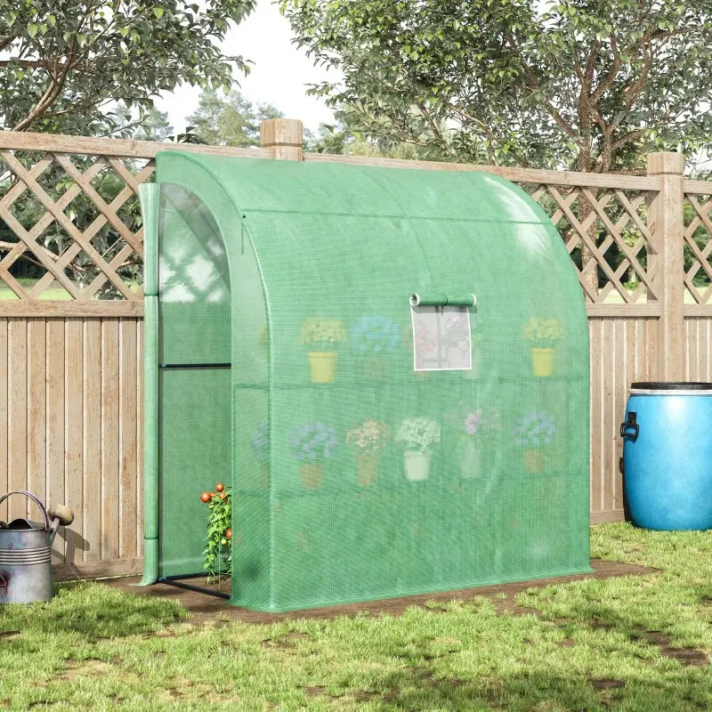 Outsunny Outdoor Walk-In Tunnel Wall Gardening Greenhouse with Windows and Doors - 2 Tiers 6 Wired Shelves - 10' L x 5'W x 7'H