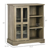 HOMCOM Sideboard Buffet Kitchen Buffet Cabinet with Wine Racks Sliding Glass Door Storage Shelves for Living Room Gray